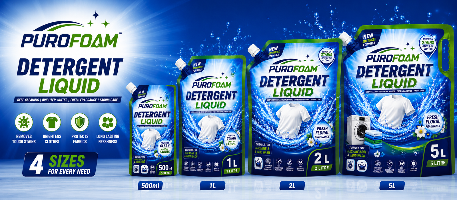 PuroFoam Detergent Liquid — 500ml to 5L pack range